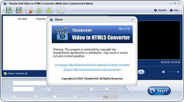 ThunderSoft Video to HTML5 ConverterƽƵתhtml5 v3.7.0ɫ